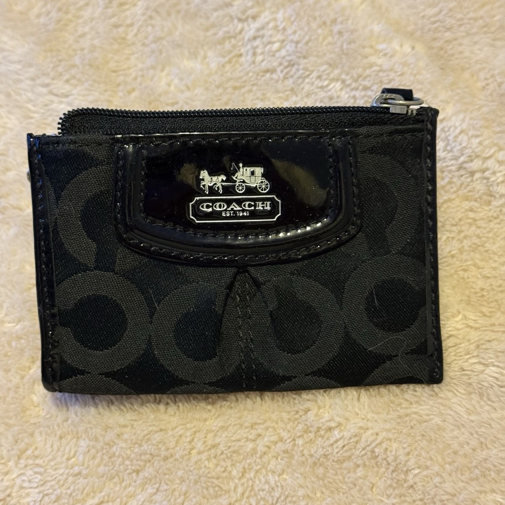 Coach Mini  Card Coin ID Case Holder Wallet Key Chain Silver